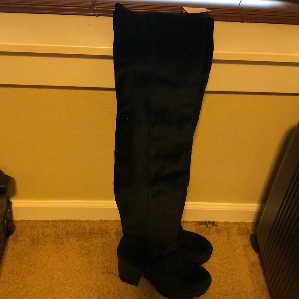 Black  suede boots thigh high